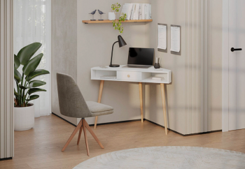 Стол письменный угловой, арт.6-01104, белый(ГК) в Полевском - polevskoj.mebel-e96.ru