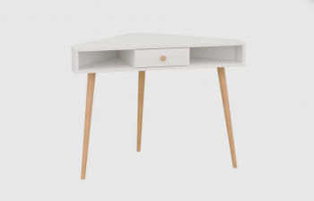 Стол письменный угловой, арт.6-01104, белый(ГК) в Полевском - polevskoj.mebel-e96.ru