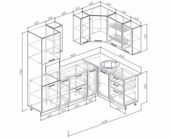 Угловой кухонный гарнитур Шампань 2400х1600 мм в Полевском - polevskoj.mebel-e96.ru