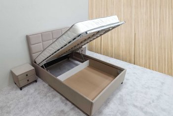 Кровать с подъемным механизмом Мега беж (Лин) в Полевском - polevskoj.mebel-e96.ru
