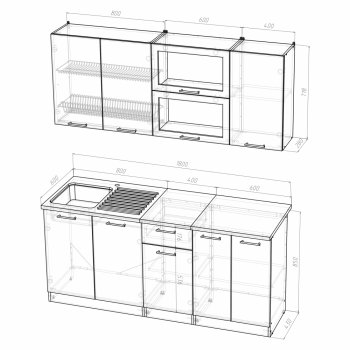 Кухонный гарнитур Алина макси 1800 мм (Герда) в Полевском - polevskoj.mebel-e96.ru