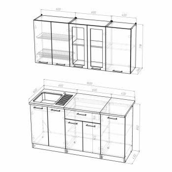 Кухонный гарнитур Алина стандарт 1600 мм (Герда) в Полевском - polevskoj.mebel-e96.ru