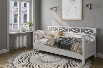 Кровать из массива Амелия белый античный (БМ) в Полевском - polevskoj.mebel-e96.ru