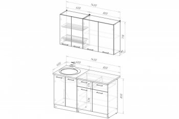 Кухонный гарнитур Антика медиум 2 1400 мм (Герда) в Полевском - polevskoj.mebel-e96.ru