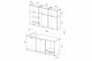 Кухонный гарнитур Асая макси 2 1800 мм ПМ (Герда) в Полевском - polevskoj.mebel-e96.ru