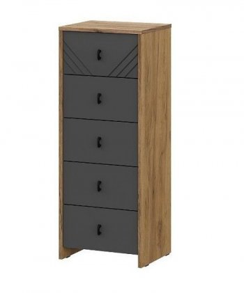 Комод (5 ящиков) Байкал Графит/Дуб золотой (СВ) в Полевском - polevskoj.mebel-e96.ru