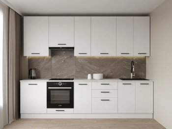 Кухонный гарнитур высокий Белый глянец 3000 мм МДФ (Санвут) в Полевском - polevskoj.mebel-e96.ru