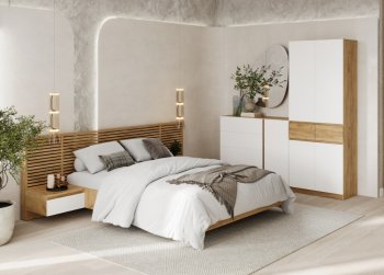 Спальный гарнитур Бостон Лайт белый (Стиль) в Полевском - polevskoj.mebel-e96.ru