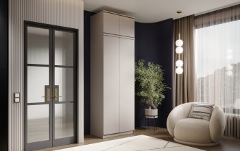 Шкаф 800 мм Челси двустворчатый с антресолью Кашемир (Миф) в Полевском - polevskoj.mebel-e96.ru