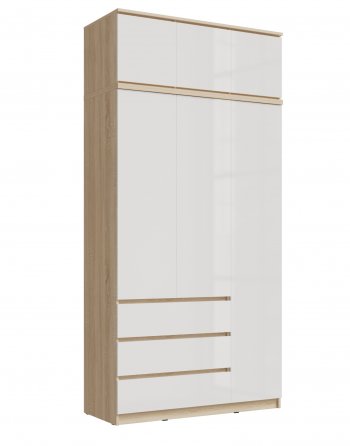 Шкаф 1200 мм Челси с антресолью, сонома/белый (Миф) в Полевском - polevskoj.mebel-e96.ru