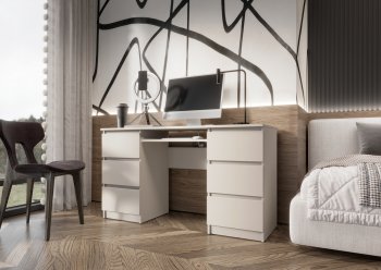 Письменный стол Челси 6 ящиков кашемир (Миф) в Полевском - polevskoj.mebel-e96.ru | фото