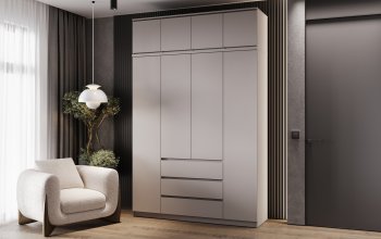 Шкаф 1600 мм Челси с антресолью Кашемир (Миф) в Полевском - polevskoj.mebel-e96.ru