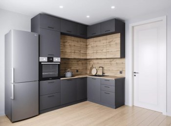 Кухонный гарнитур угловой Дели 2200*1700 мм (Санвут) в Полевском - polevskoj.mebel-e96.ru