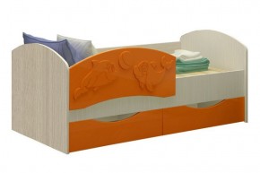 Детская кровать Дельфин-3 МДФ оранжевый, 80х160 в Полевском - polevskoj.mebel-e96.ru