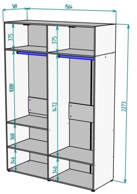 Шкаф 1564 мм Erik H313 + Антресоль HA4 (Графит) в Полевском - polevskoj.mebel-e96.ru