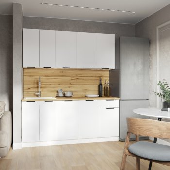 КУхонный гарнитур Эстетик 1800 мм белый (Сурская) в Полевском - polevskoj.mebel-e96.ru