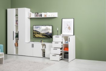 Стенка Эйр комп 1, белый (Моби) в Полевском - polevskoj.mebel-e96.ru
