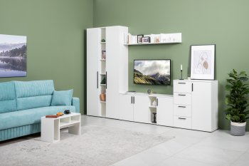 Стенка Эйр комп 1, белый (Моби) в Полевском - polevskoj.mebel-e96.ru
