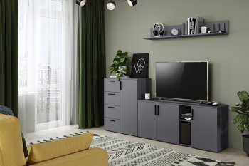Стенка Эйр модульная, графит (Моби) в Полевском - polevskoj.mebel-e96.ru