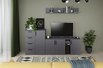 Стенка Эйр модульная, графит (Моби) в Полевском - polevskoj.mebel-e96.ru