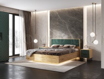 Кровать парящая Флэш крафт/грин (Миф) в Полевском - polevskoj.mebel-e96.ru