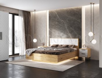 Кровать парящая Флэш крафт/белый (Миф) в Полевском - polevskoj.mebel-e96.ru