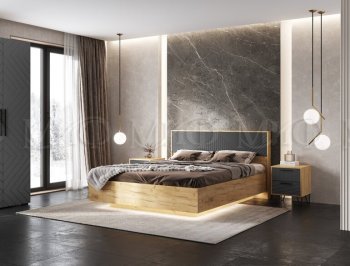 Кровать парящая Флэш крафт/графит(Миф) в Полевском - polevskoj.mebel-e96.ru