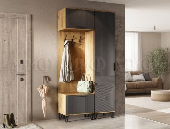 Прихожая Флэш комп. 3, крафт/графит (Миф) в Полевском - polevskoj.mebel-e96.ru
