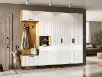 Прихожая Флэш модульная, крафт/белый (Миф) в Полевском - polevskoj.mebel-e96.ru