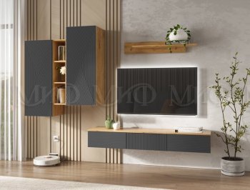 Стенка Флэш комп.2 крафт/графит (Миф) в Полевском - polevskoj.mebel-e96.ru