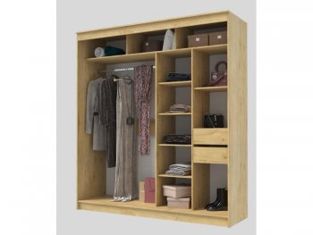 Шкаф-купе 2000 мм Гранд-1 ЛДСП/Зеркало, дуб вотан (Эра) в Полевском - polevskoj.mebel-e96.ru