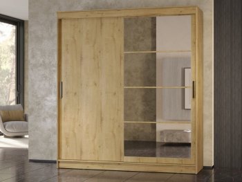 Шкаф-купе 2000 мм Гранд-1 ЛДСП/Зеркало, дуб вотан (Эра) в Полевском - polevskoj.mebel-e96.ru