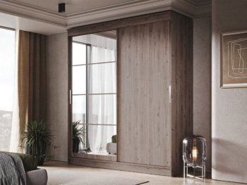 Шкаф-купе 2000 мм Гранд-1 ЛДСП/Зеркало, дуб горный (Эра) в Полевском - polevskoj.mebel-e96.ru