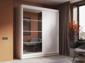 Шкаф-купе 2000 мм Гранд-1 ЛДСП/Зеркало, Белый (Эра) в Полевском - polevskoj.mebel-e96.ru