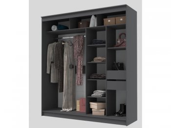 Шкаф-купе 2000 мм Гранд-1 зеркало/зеркало, графит (Эра) в Полевском - polevskoj.mebel-e96.ru