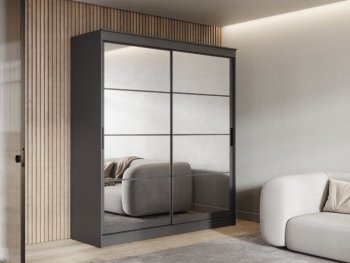 Шкаф-купе 2000 мм Гранд-1 зеркало/зеркало, графит (Эра) в Полевском - polevskoj.mebel-e96.ru