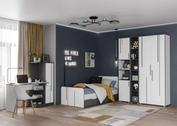 Шкаф 1 дв. Грей (УНИ) (МЛК) в Полевском - polevskoj.mebel-e96.ru