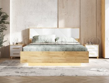 Кровать парящая Ирис крафт/белый с подсветкой (Миф) в Полевском - polevskoj.mebel-e96.ru