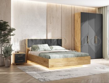 Кровать парящая Ирис крафт/графит(Миф) в Полевском - polevskoj.mebel-e96.ru