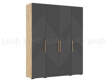 Шкаф 1800 мм Ирис с антресолью крафт/графит (Миф) в Полевском - polevskoj.mebel-e96.ru