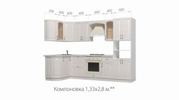 Кухонный гарнитур Кантри 1330*2800 мм в Полевском - polevskoj.mebel-e96.ru