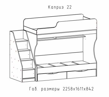 Кровать двухъярусная Каприз-22 (АстридМ) в Полевском - polevskoj.mebel-e96.ru
