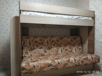 Кровать 2-х ярусная с диваном Карамель 75 (Саванна) в Полевском - polevskoj.mebel-e96.ru