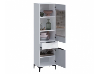 Пенал 550 мм со стеклом Кимберли белый (Handis) в Полевском - polevskoj.mebel-e96.ru