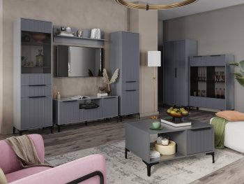 Стенка Кимберли графит, модульная (Handis) в Полевском - polevskoj.mebel-e96.ru