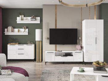 Стенка Кимберли белый, модульная (Handis) в Полевском - polevskoj.mebel-e96.ru