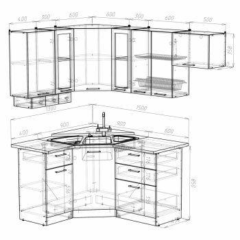 Кухонный гарнитур Кира литл 1300х2000 мм (Герда) в Полевском - polevskoj.mebel-e96.ru