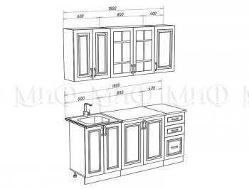 Кухонный гарнитур Констанция 1800 мм белый/джинс (Миф) в Полевском - polevskoj.mebel-e96.ru