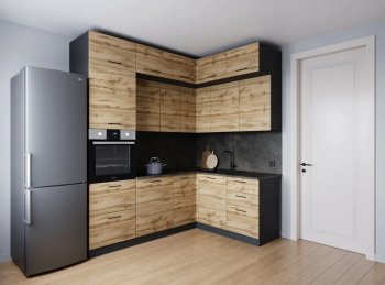Кухонный гарнитур угловой Крафт 2200*1700 мм (Санвут) в Полевском - polevskoj.mebel-e96.ru