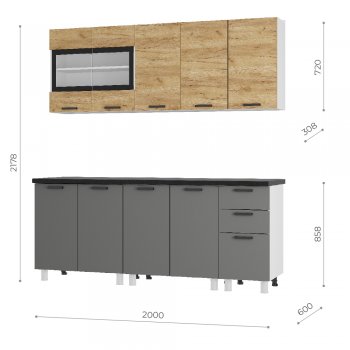 Кухонный гарнитур 2000 мм Крафт тип 2 (БТС) в Полевском - polevskoj.mebel-e96.ru